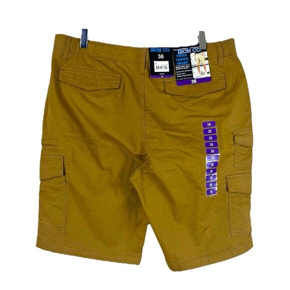 Iron Co Men’s Twill Cargo Shorts Desert Camel Pockets Stretch Comfort Size 36 - Picture 2 of 12